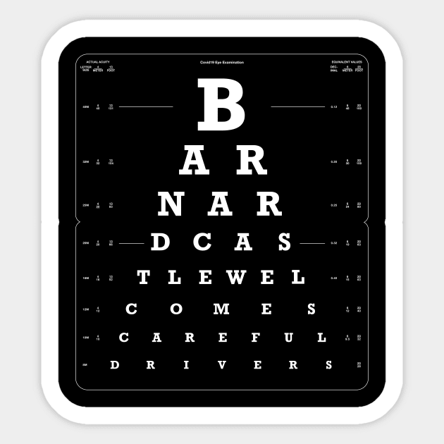 Barnard Castle Eye Test dark version Sticker by EliseDesigns